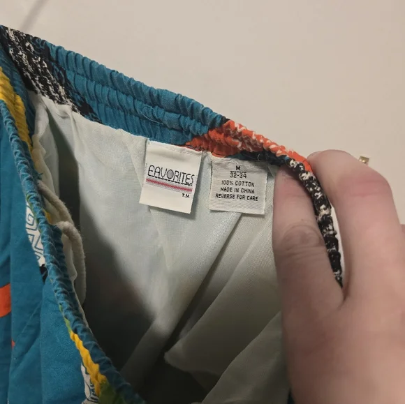 80s 90s Retro Vintage Colorful Geometric Patterned Swim Trunk Shorts - Picture 6 of 7